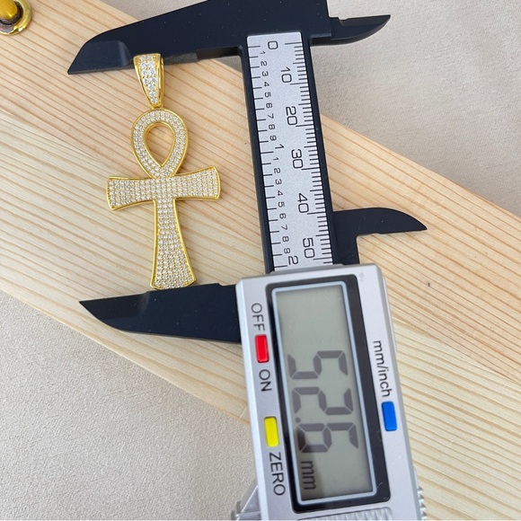 18k Gold Plated S925 Diamond Ankh Cross Necklace Pendant - Picture 6 of 8